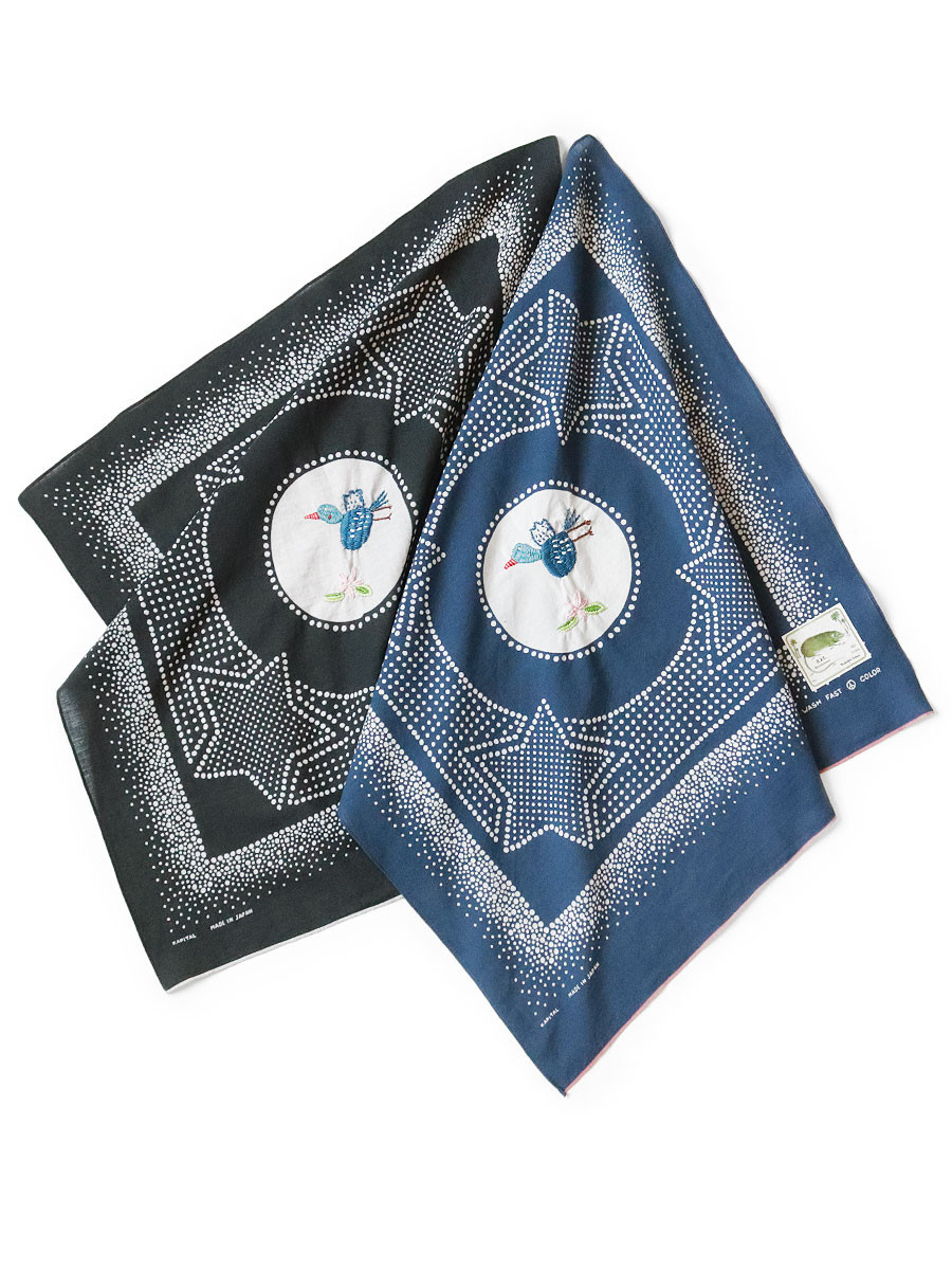 KAPITAL Bandana fastcolor Selvedge Bandana (Magpie Embroidery)
