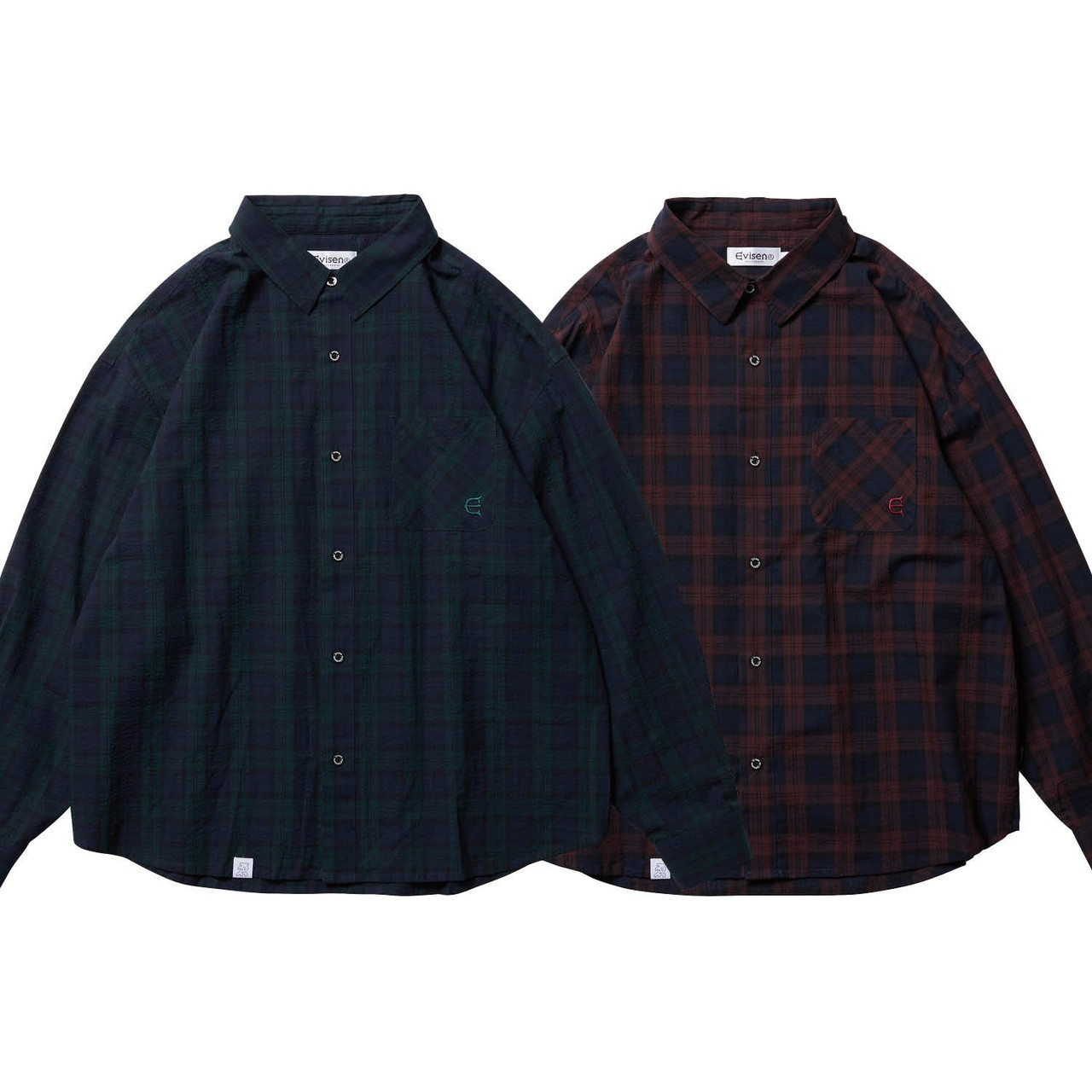 トップス Evisen SEERSUCKER PLAID L/S SHIRT Evisen Skateboards TOPS SEERSUCKER PLAID L/S SHIRT - RED