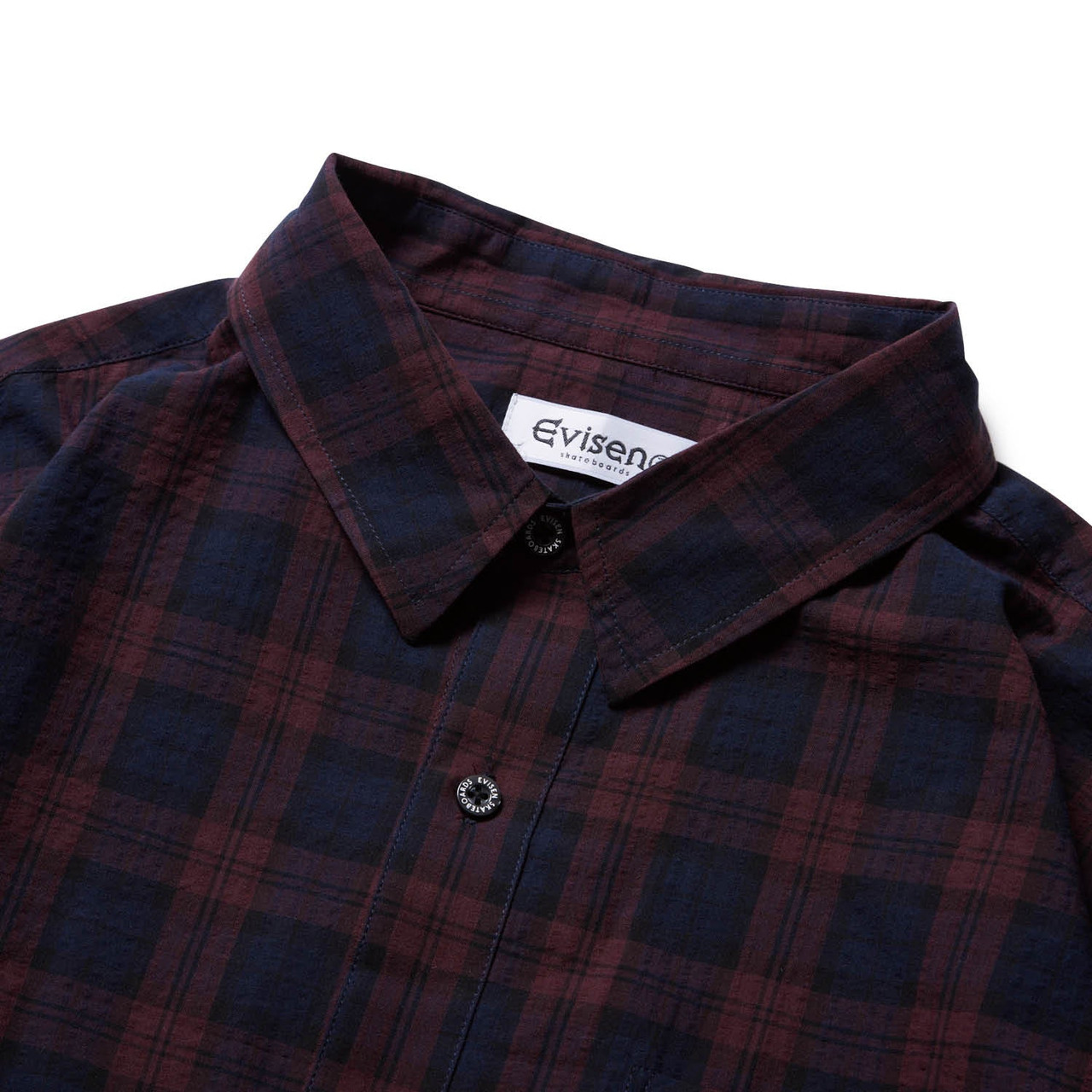 トップス Evisen SEERSUCKER PLAID L/S SHIRT Evisen Skateboards TOPS SEERSUCKER PLAID L/S SHIRT - RED