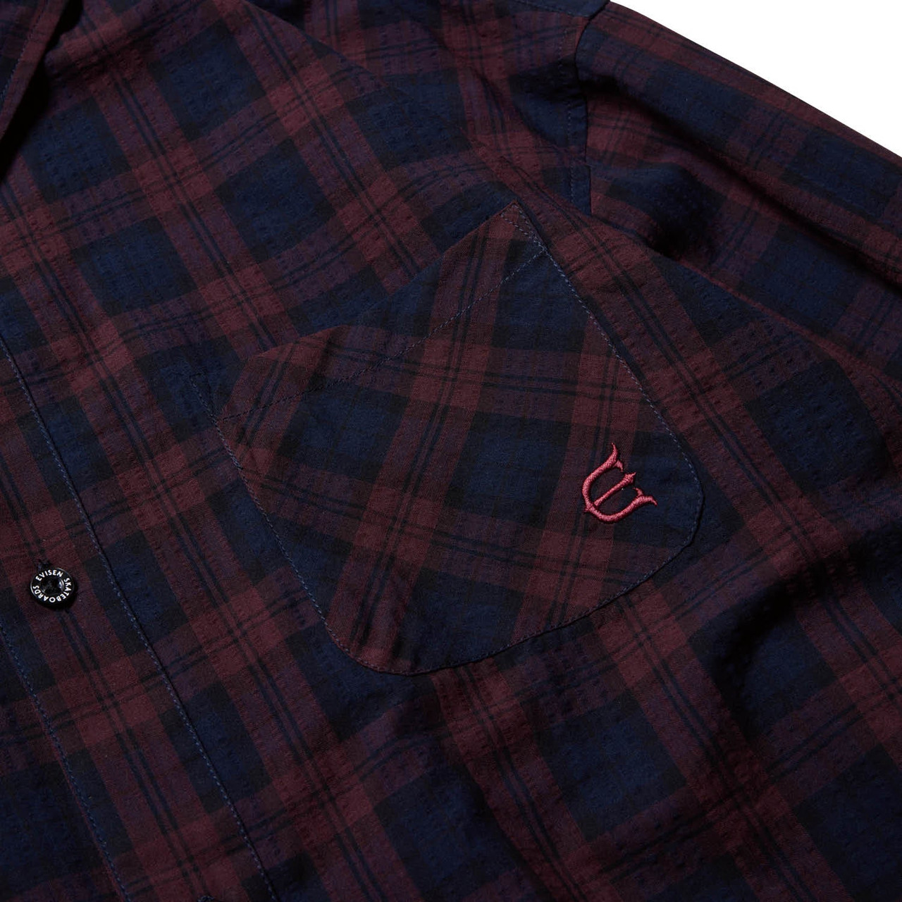 Evisen Skateboards TOPS SEERSUCKER PLAID L/S SHIRT - RED