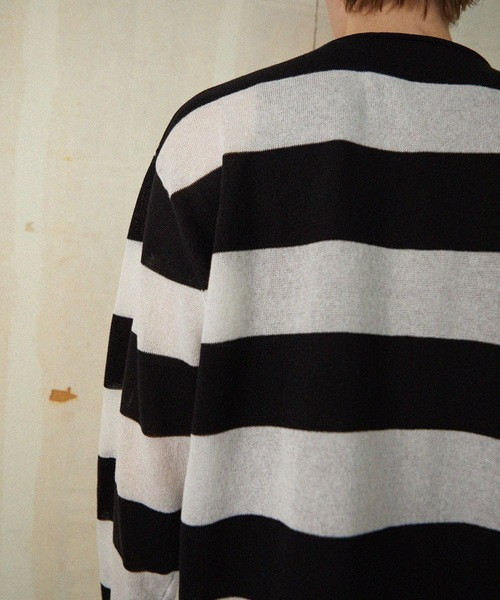 NUMBER (N)INE Tops SEE THROUGH STRIPED KNIT PULLOVER