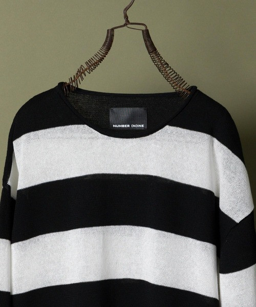 NUMBER (N)INE Tops SEE THROUGH STRIPED KNIT PULLOVER