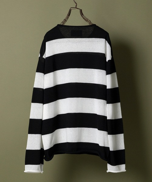 NUMBER (N)INE Tops SEE THROUGH STRIPED KNIT PULLOVER