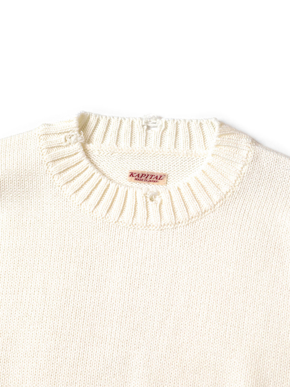 KAPITAL Knit Sweater 5G Cotton Knit Hippie Sleeve Crew Sweater