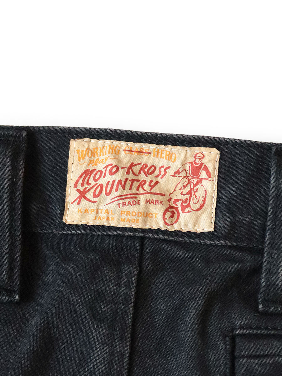 KAPITAL Pants 14Oz Black x Black Denim Todo Terreno Motocross Pants