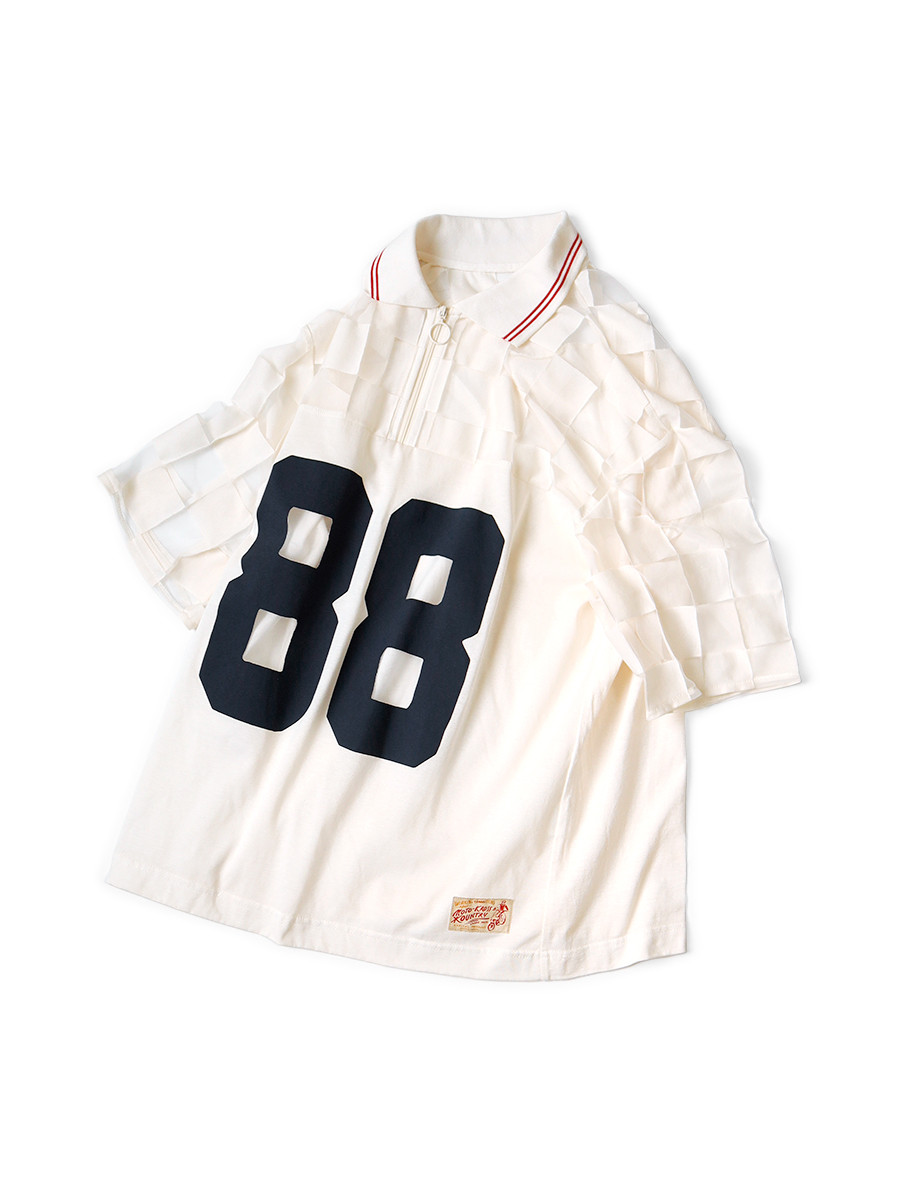KAPITAL T-Shirt Opal Jersey Sheer Flag Zip Polo (88Pt)