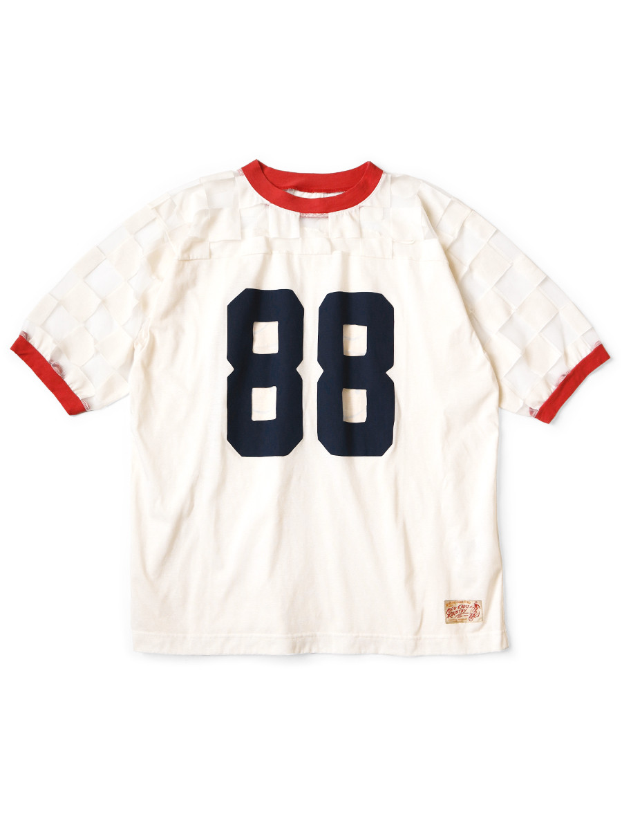 KAPITAL T-Shirt Opal Jersey Sheer Flag Football T-Shirt (88Pt)