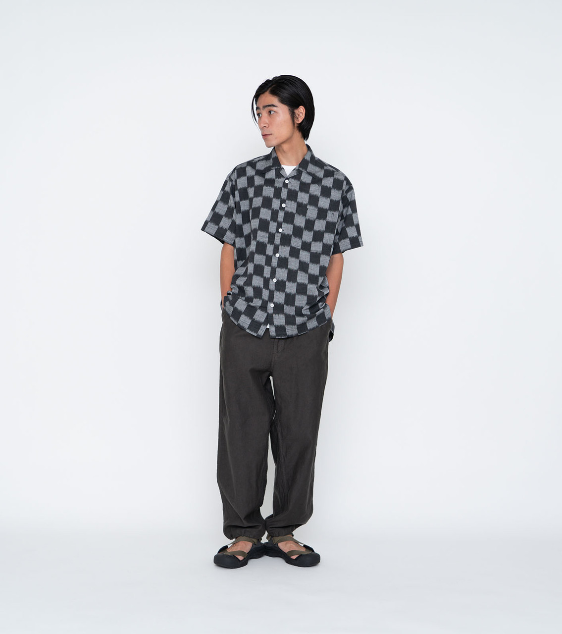 THE NORTH FACE PURPLE LABEL SHIRT Open Collar Checkerboard Field S