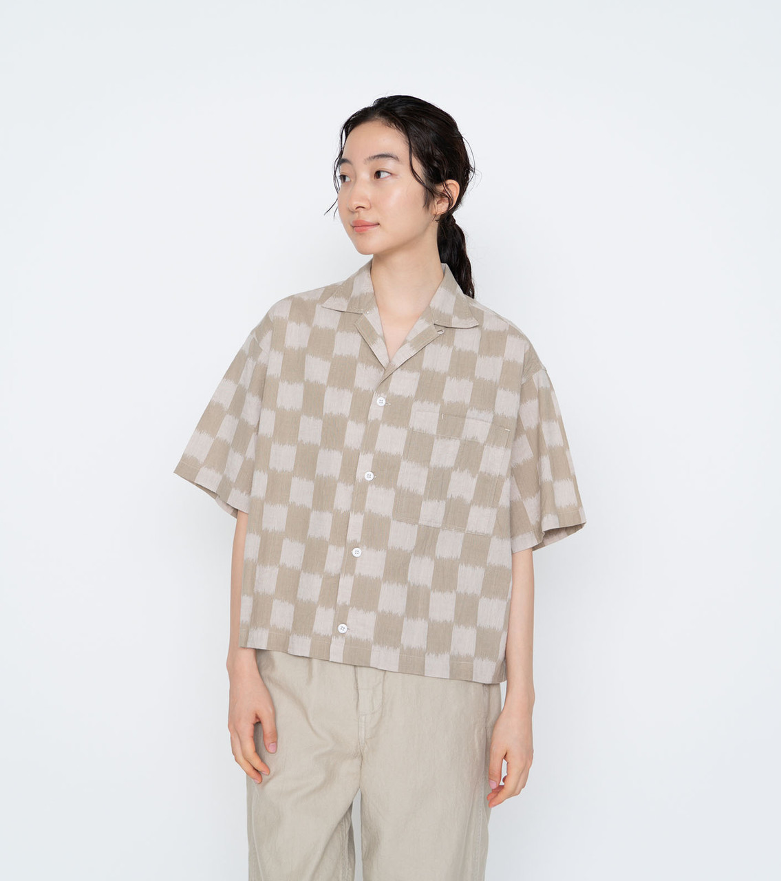 THE NORTH FACE PURPLE LABEL SHIRT Open Collar Checkerboard Field S
