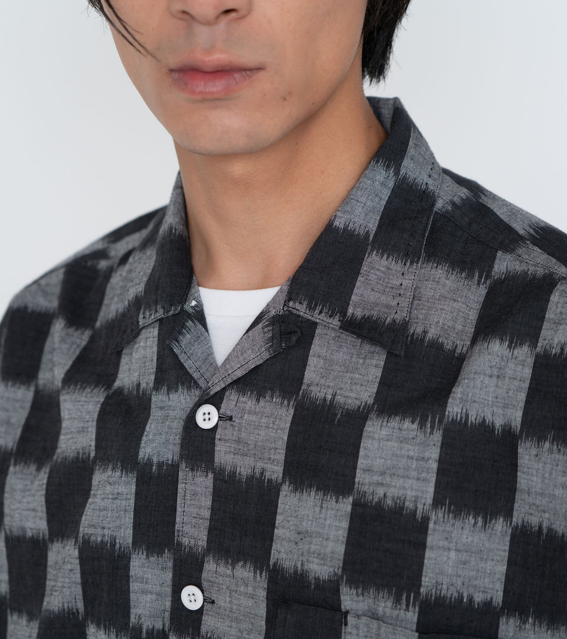 THE NORTH FACE PURPLE LABEL SHIRT Open Collar Checkerboard Field S