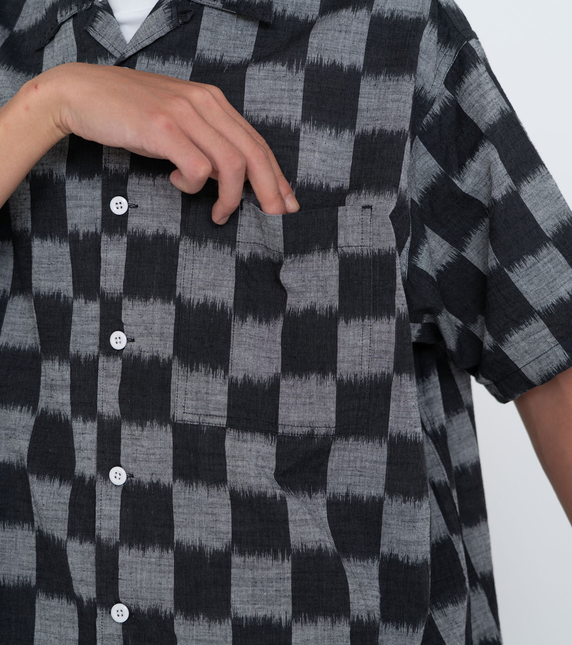 THE NORTH FACE PURPLE LABEL SHIRT Open Collar Checkerboard Field S