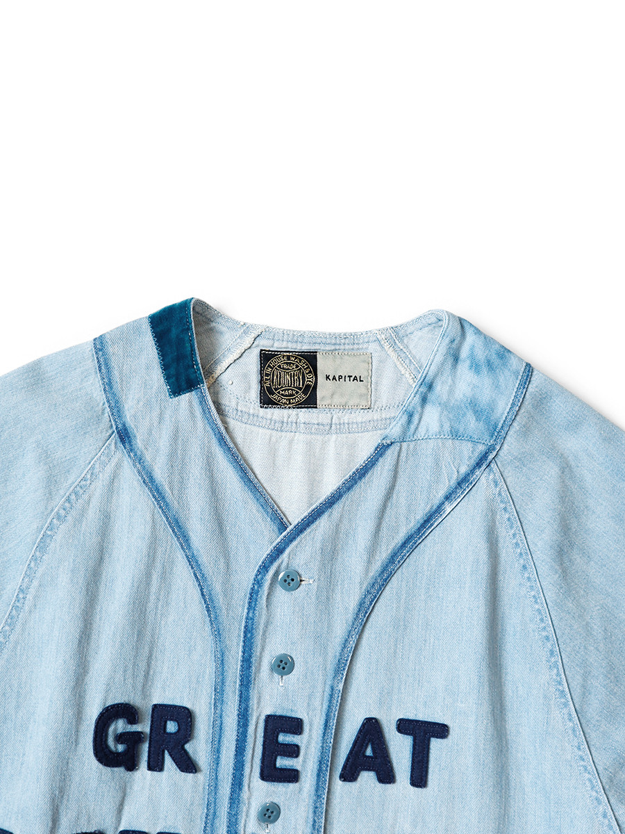 KAPITAL Shirt (Short Sleeve) 8Oz Denim GREAT KOUNTRY Distressed