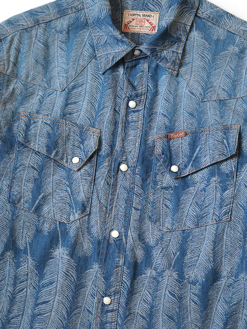 KAPITAL Shirt (Long Sleeve) 5Oz Magpie Denim Western Shirt