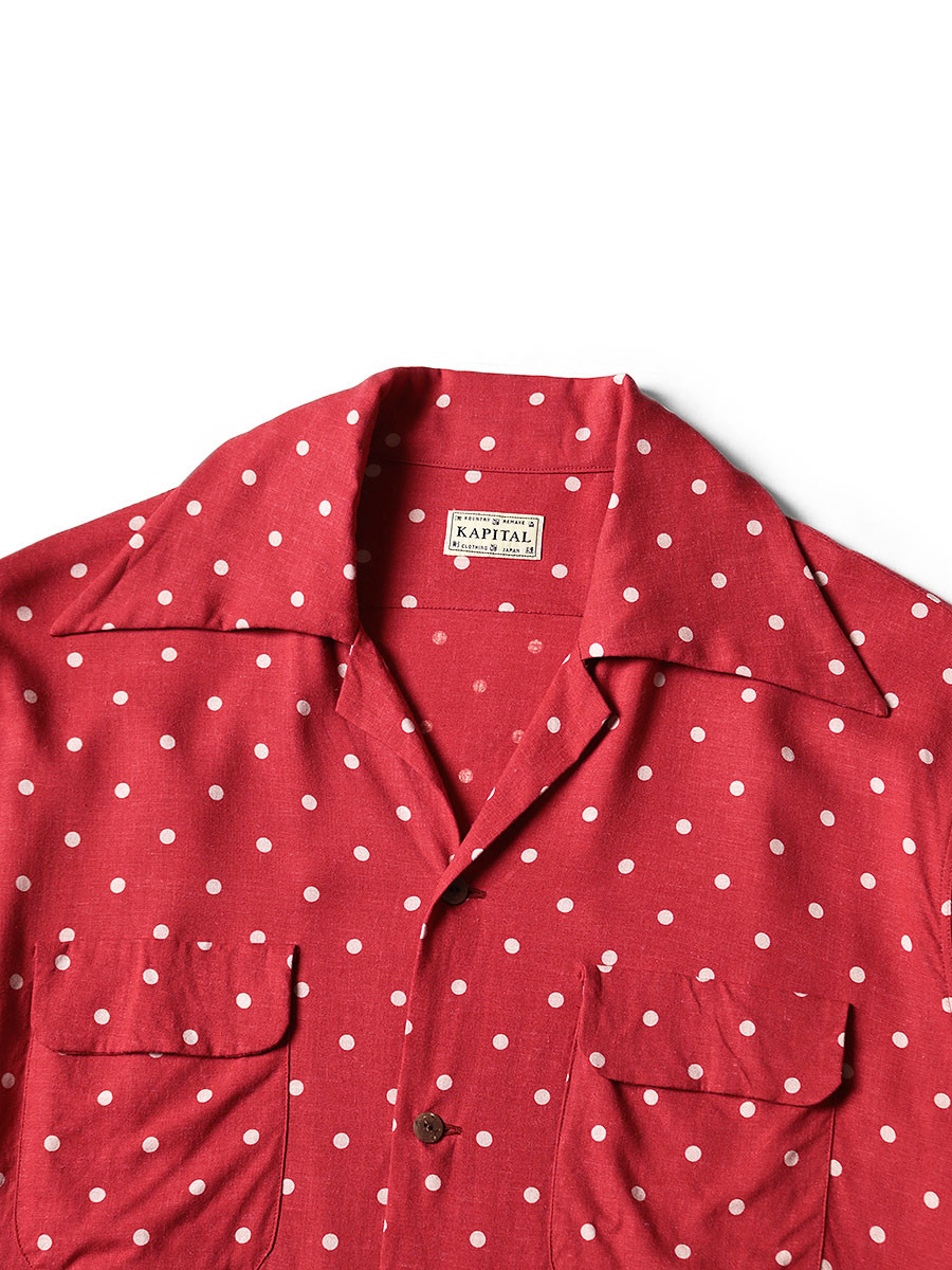 KAPITAL Shirt (Long Sleeve) Linen Polka Dot Wrangle Collar Open