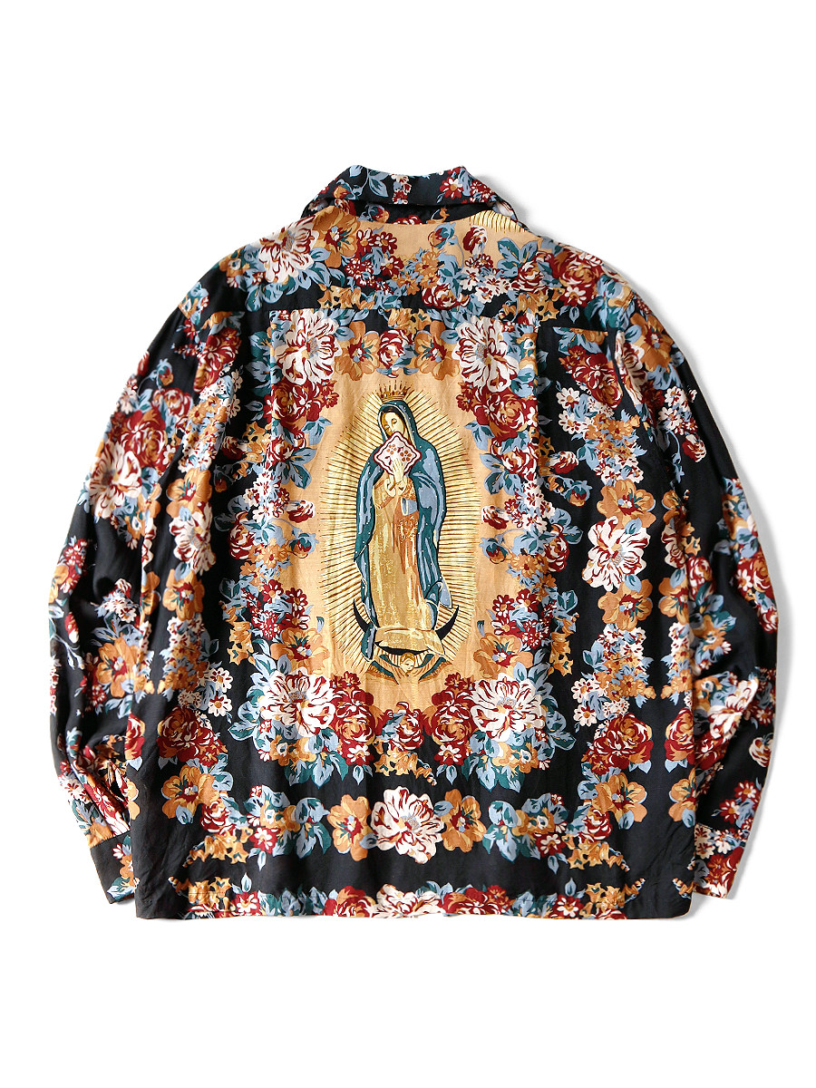 KAPITAL Shirt (Long Sleeve) Silk Rayon Champagne Maria Pattern