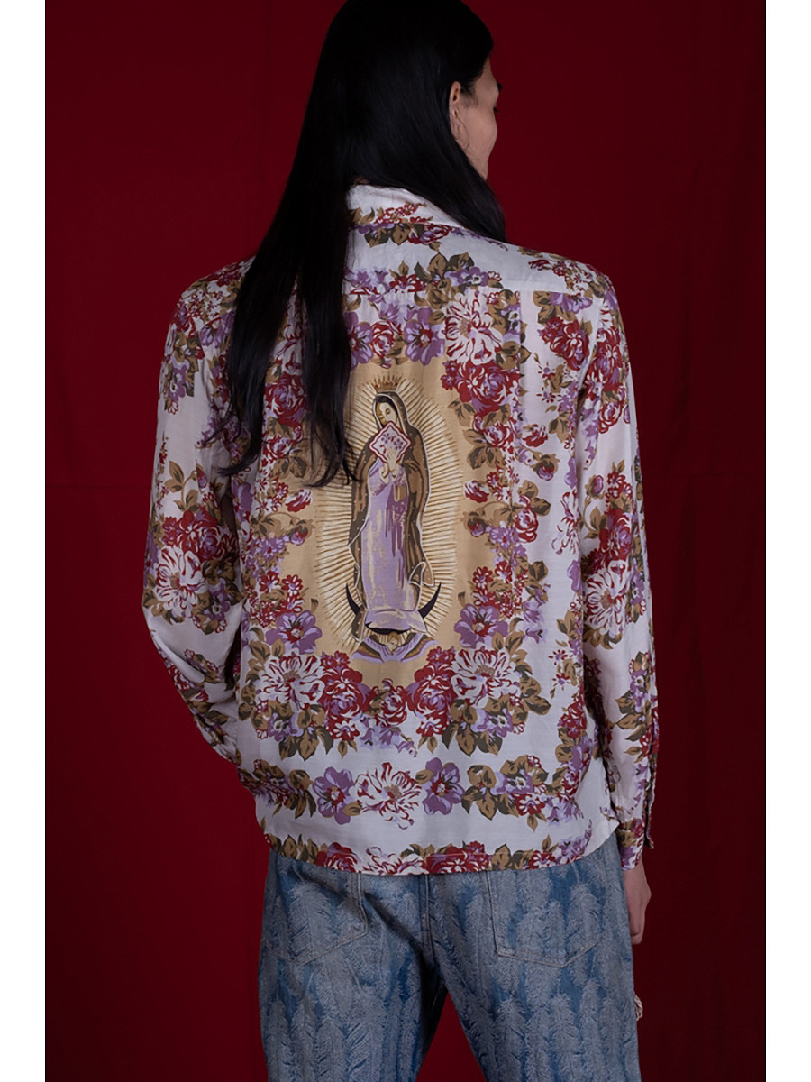 KAPITAL Shirt (Long Sleeve) Silk Rayon Champagne Maria Pattern