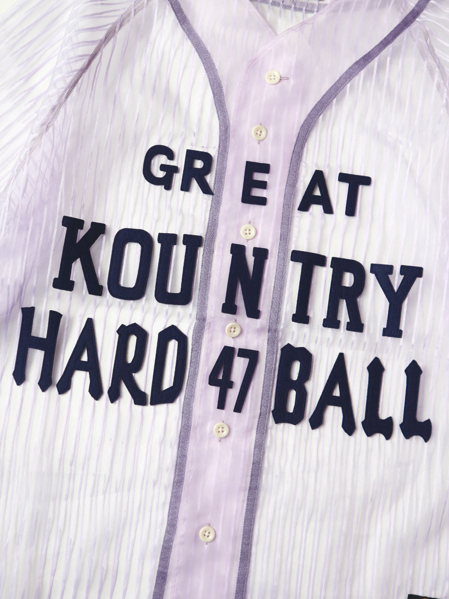 KAPITAL Shirt (Short Sleeve) Sheer Stripe GREAT KOUNTRY Baseball Shirt