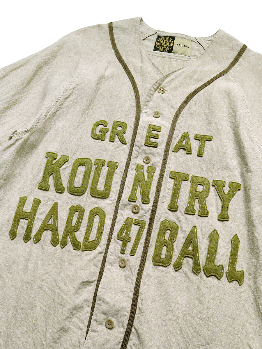 KAPITAL Shirt (Short Sleeve) French Linen GREAT KOUNTRY Baseball Shirt
