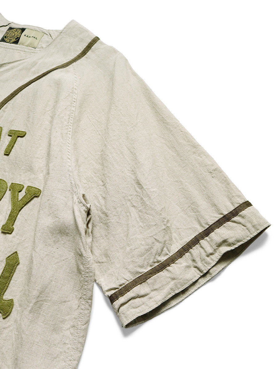 KAPITAL Shirt (Short Sleeve) French Linen GREAT KOUNTRY Baseball Shirt