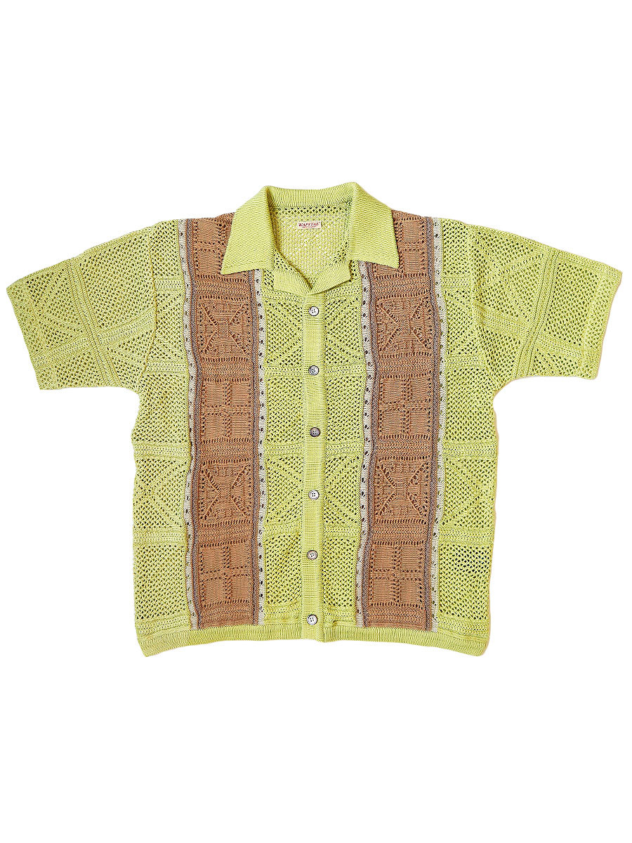 KAPITAL Knit Sweater 7G Crochet Knit Tennessee Aloha Polo
