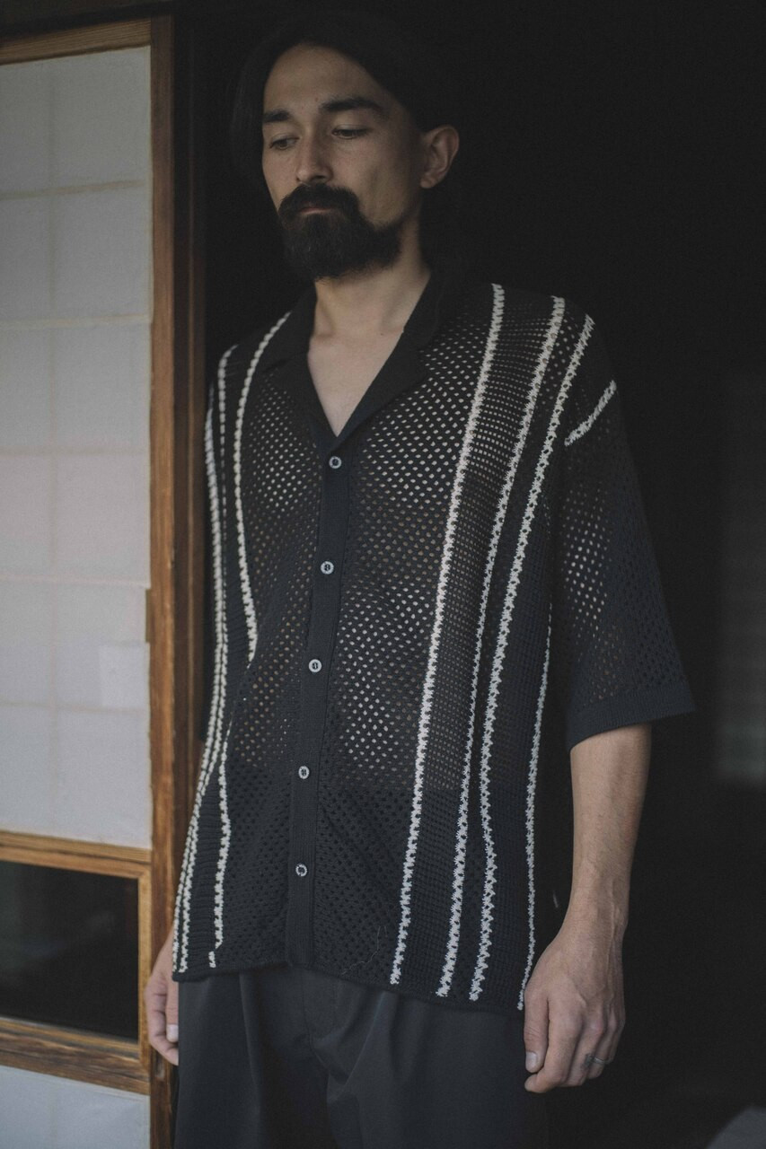 トップス Eisen skateboards STRIPE CROCHET SHIRT Evisen Skateboards TOPS STRIPE CROCHET SHIRT - WHITE