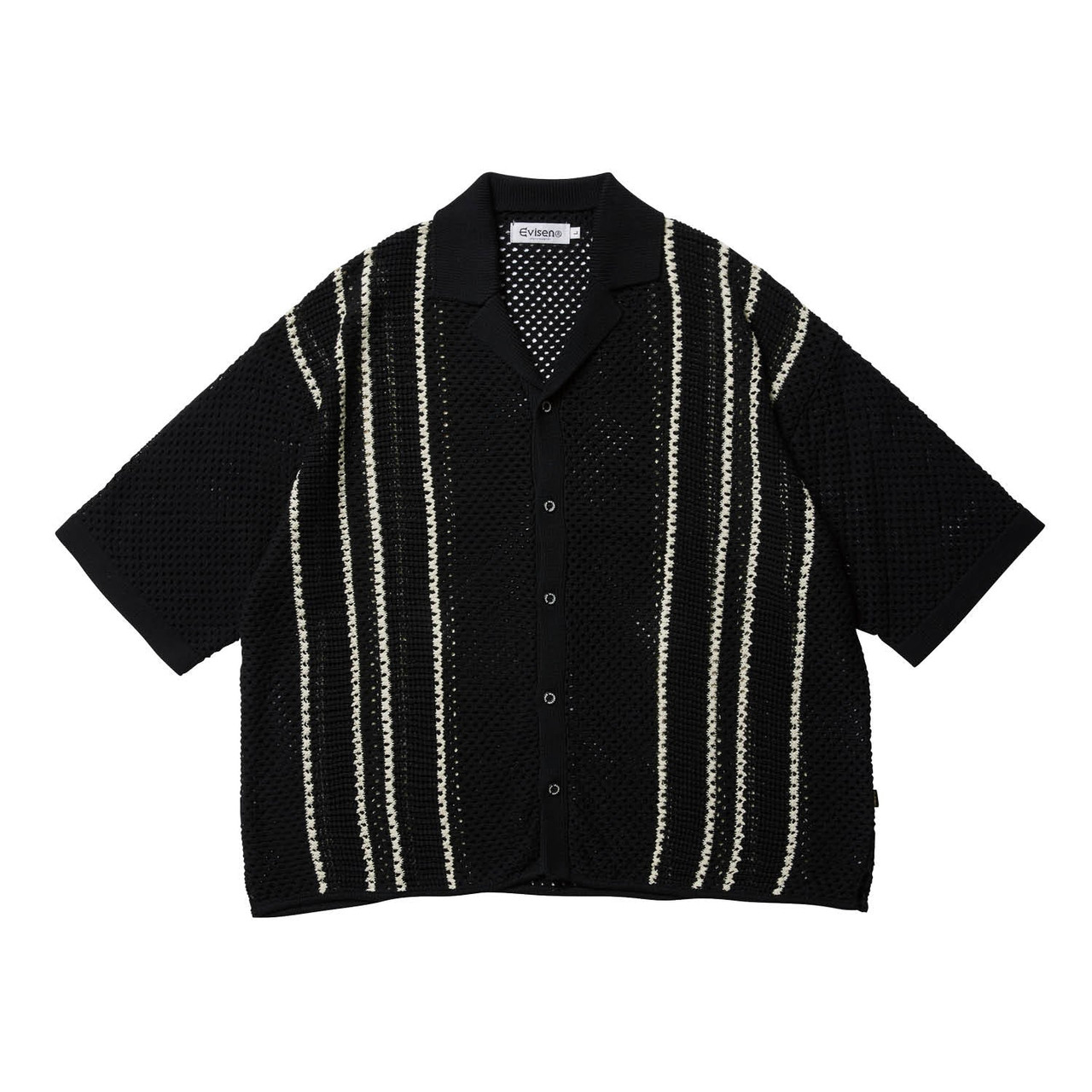 Evisen Skateboards TOPS STRIPE CROCHET SHIRT - BLACK