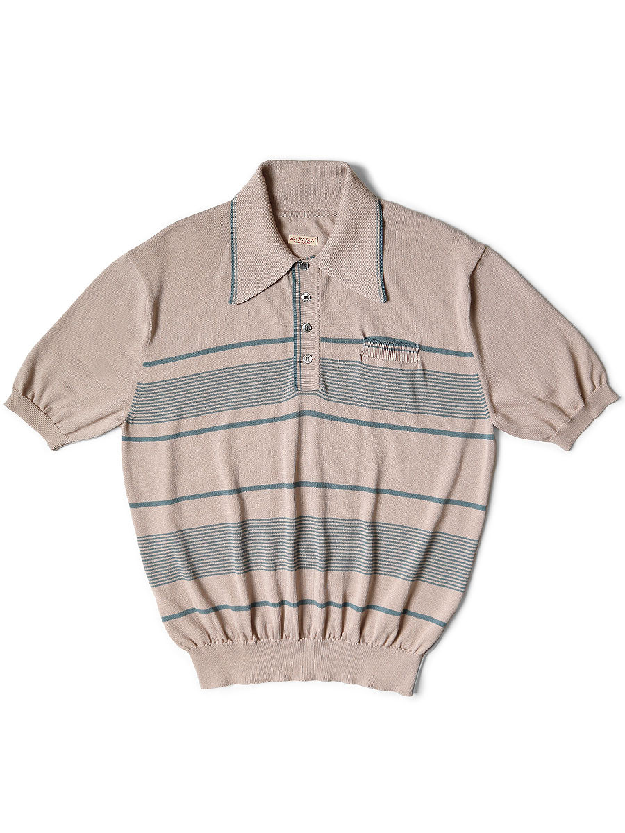 KAPITAL Knit Sweater 14G Cotton Knit Striped Carol Polo