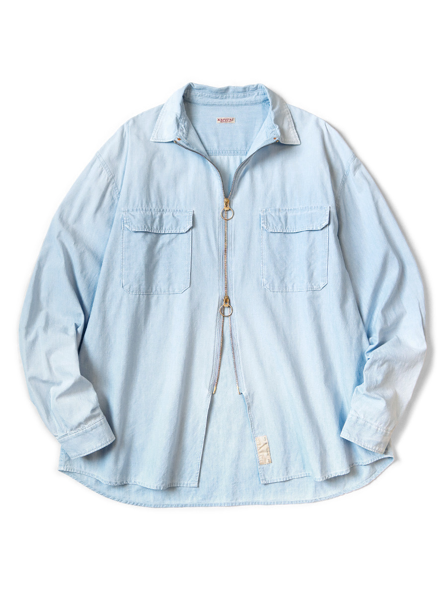 KAPITAL Shirt (Long Sleeve) Chambray Drizzler Work Shirt