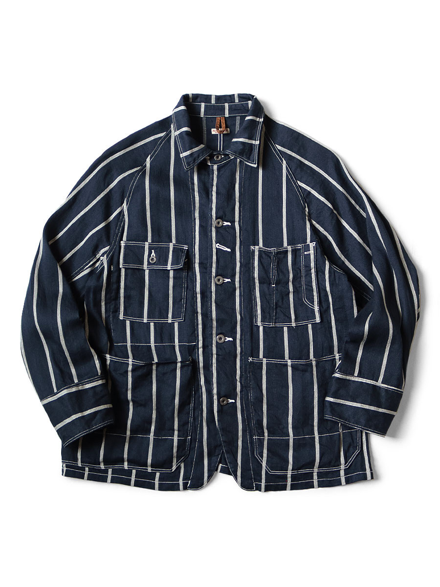 KAPITAL Jacket Linen Phillies Stripe CACTUS Coverall