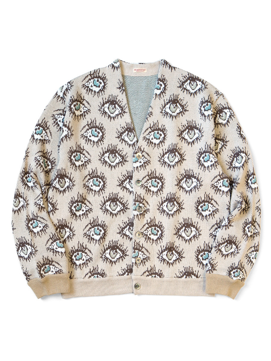 KAPITAL Knit Sweater 8G Jacquard Knit SPEAKEASY Pattern Short Cardigan