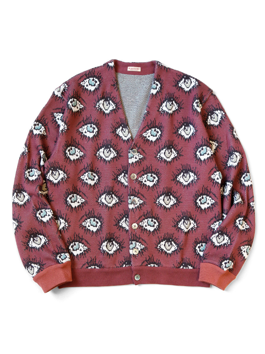 KAPITAL Knit Sweater 8G Jacquard Knit SPEAKEASY Pattern Short Cardigan