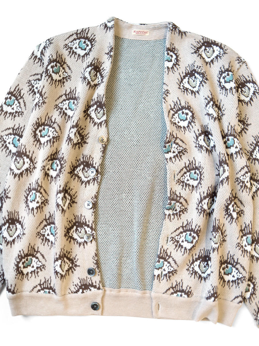 KAPITAL Knit Sweater 8G Jacquard Knit SPEAKEASY Pattern Short Cardigan