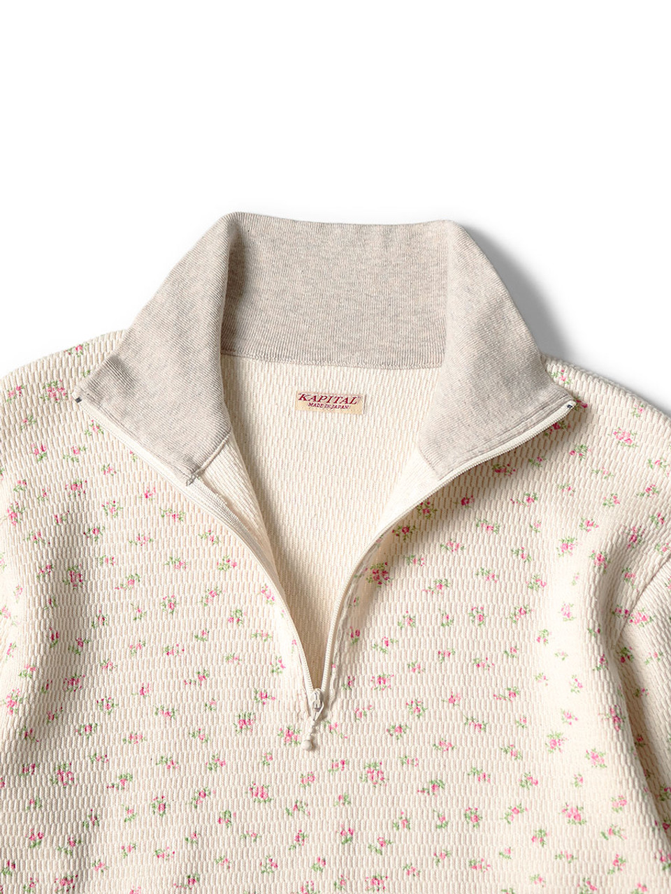 KAPITAL T-Shirt Waffle Jersey Small Flower pt ZIP Down