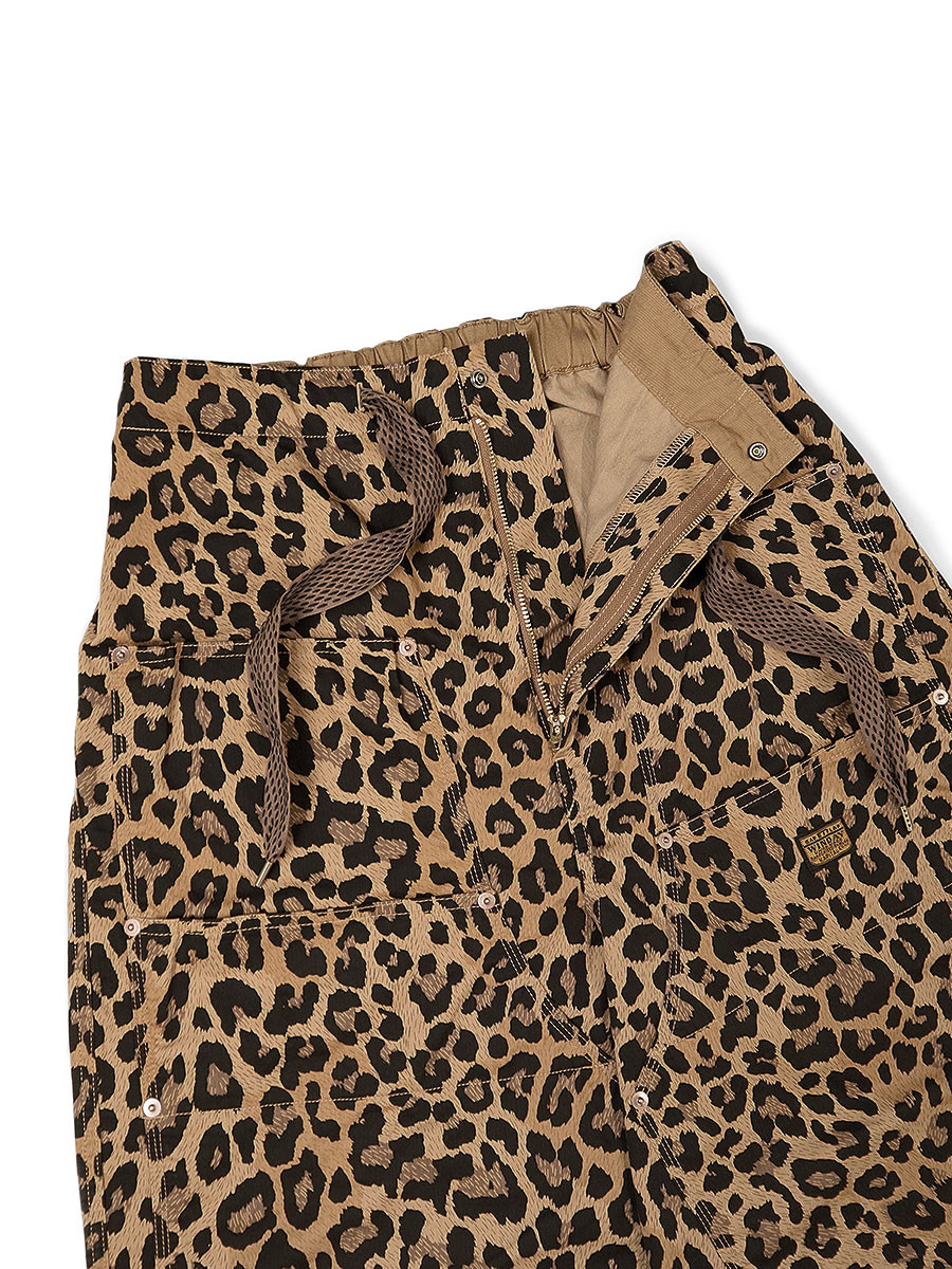 KAPITAL Pants Cotton Herringbone Leopard Print W Knee Easy Baggy Pants