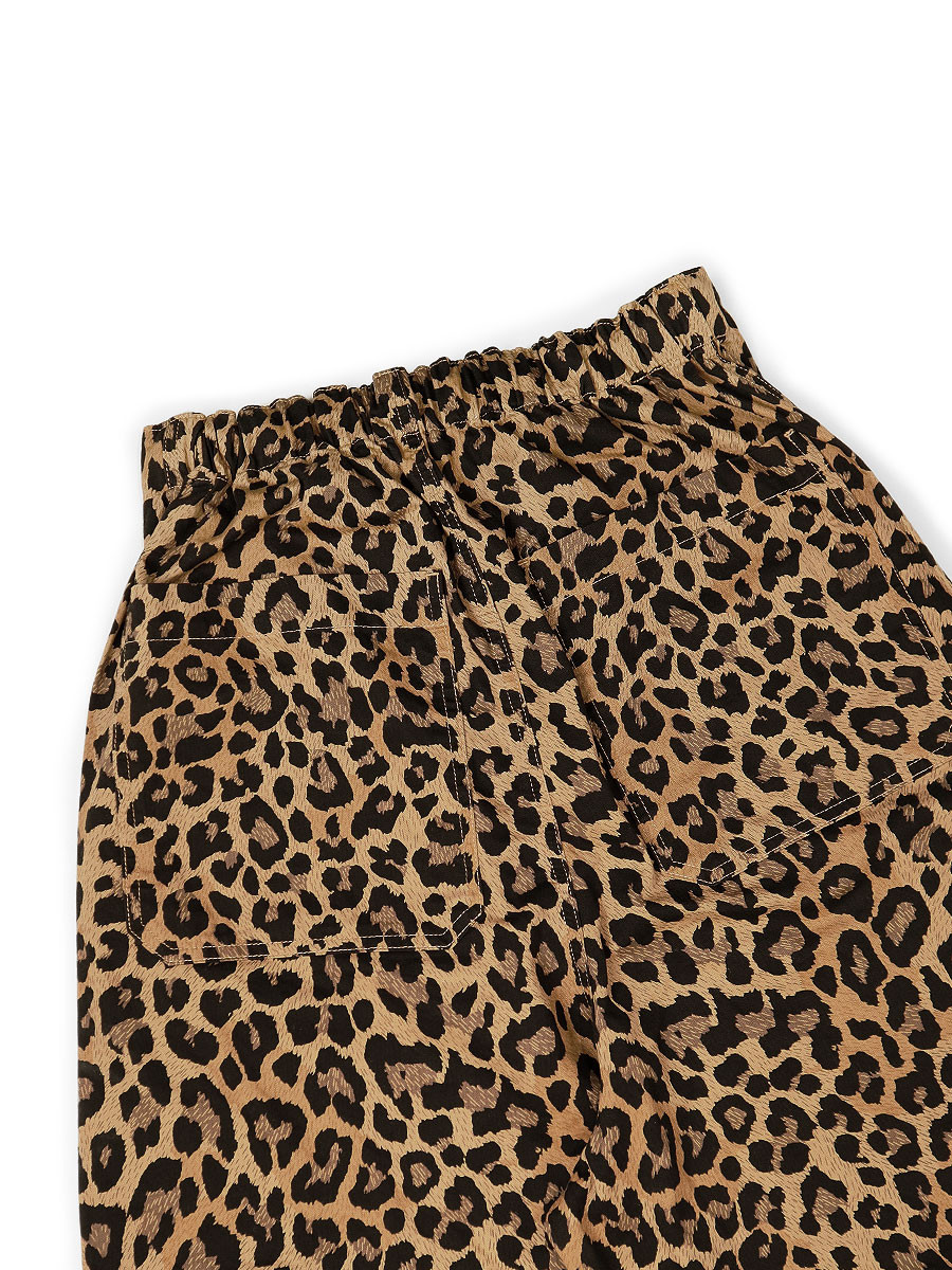 KAPITAL Pants Cotton Herringbone Leopard Print W Knee Easy Baggy Pants