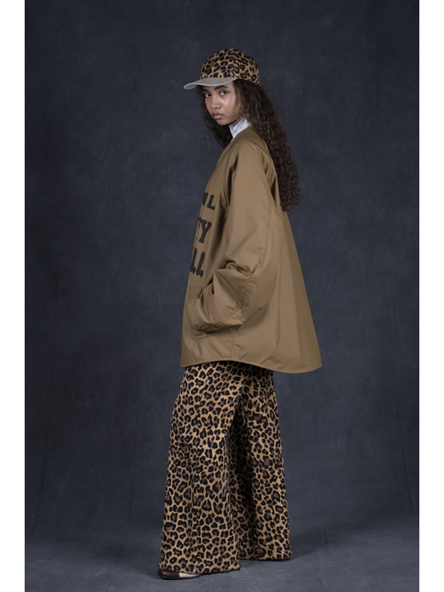 KAPITAL Pants Cotton Herringbone Leopard Print W Knee Easy Baggy Pants