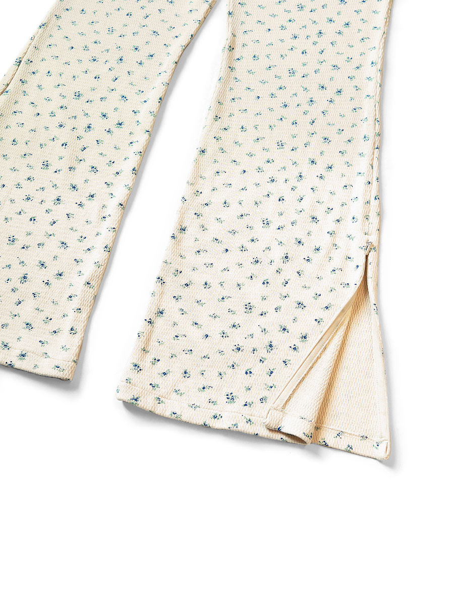 KAPITAL Pants Waffle Jersey Floral Flare Pants