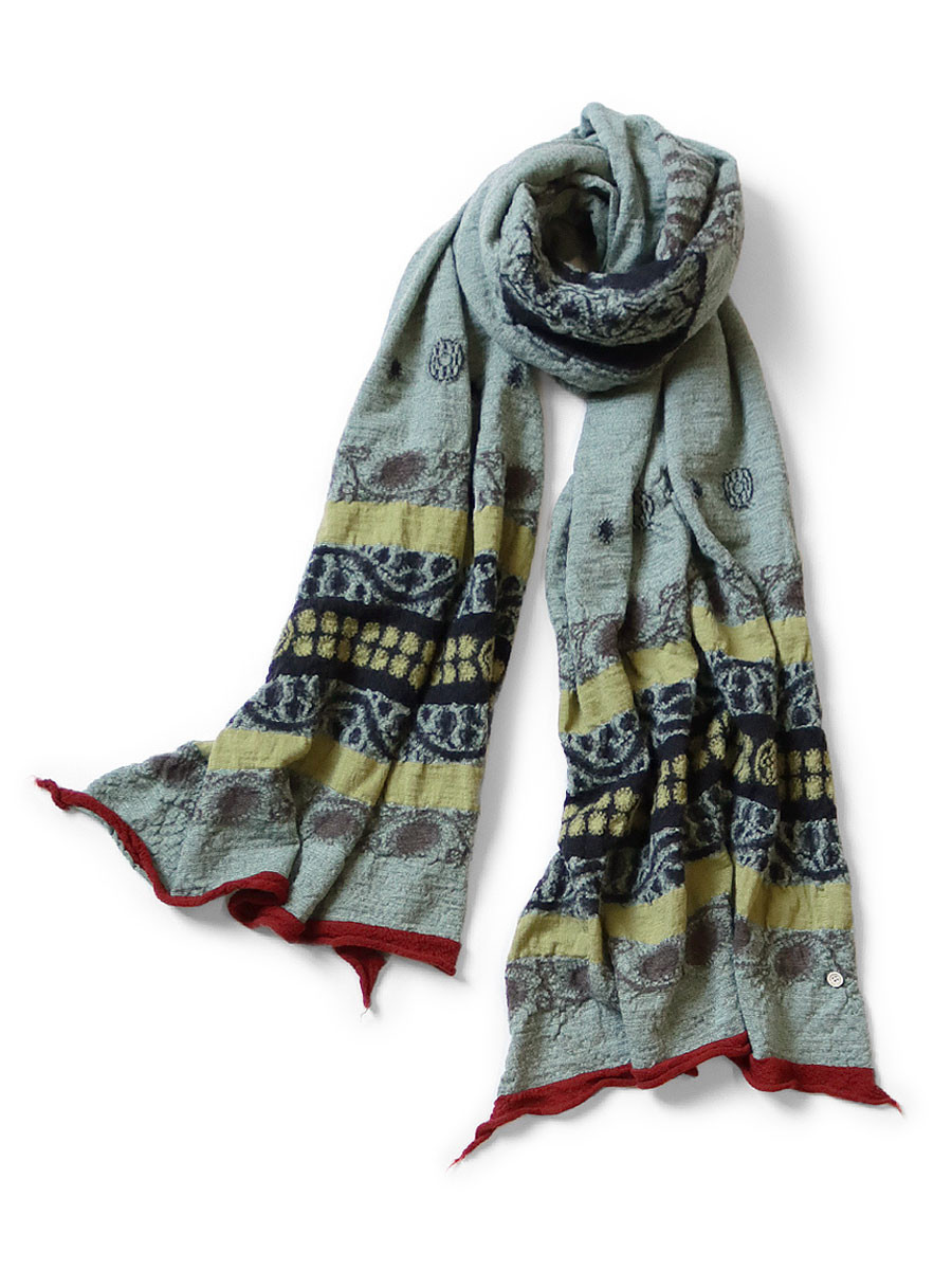 KAPITAL Scarves Felted Wool Coptic Skull Scarf