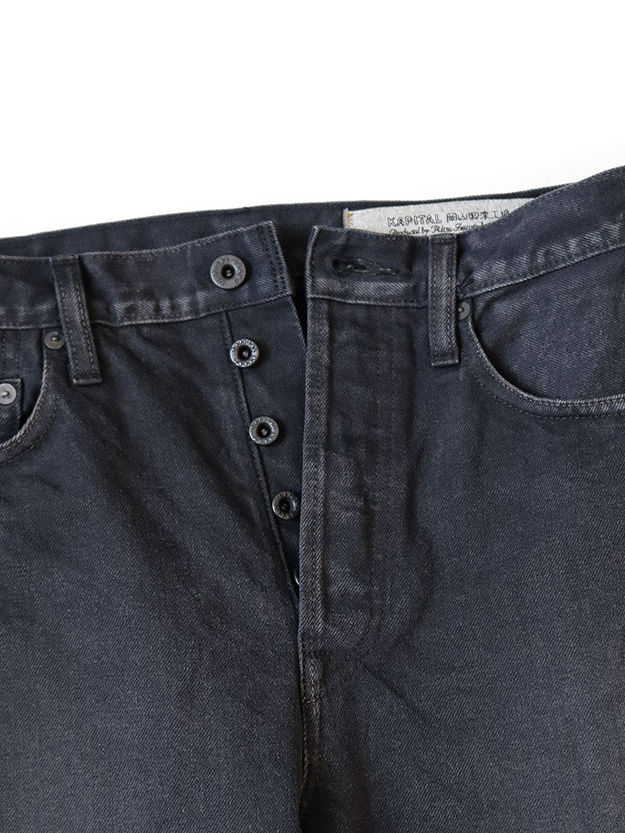 KAPITAL Pants 14Oz Black x Black Denim 5P Monkey CISCO (Processed)