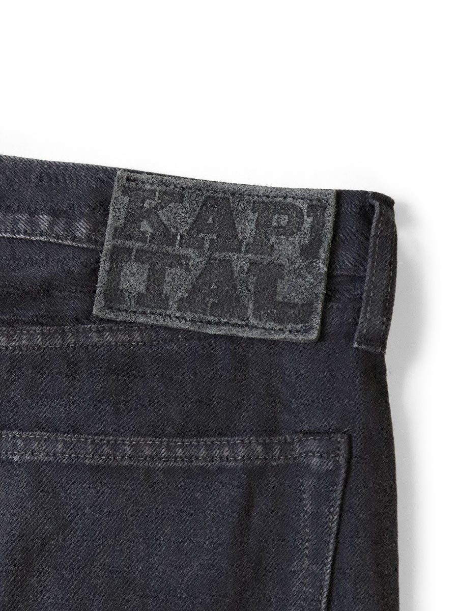 KAPITAL Pants 14Oz Black x Black Denim 5P Monkey CISCO (Processed)