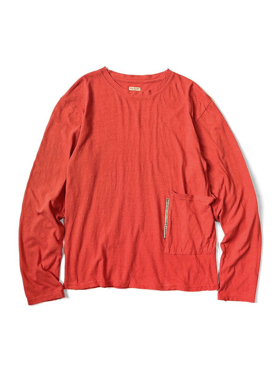 KAPITAL T-Shirt Gauze Jersey Biscuit Pocket Long Sleeve T-Shirt