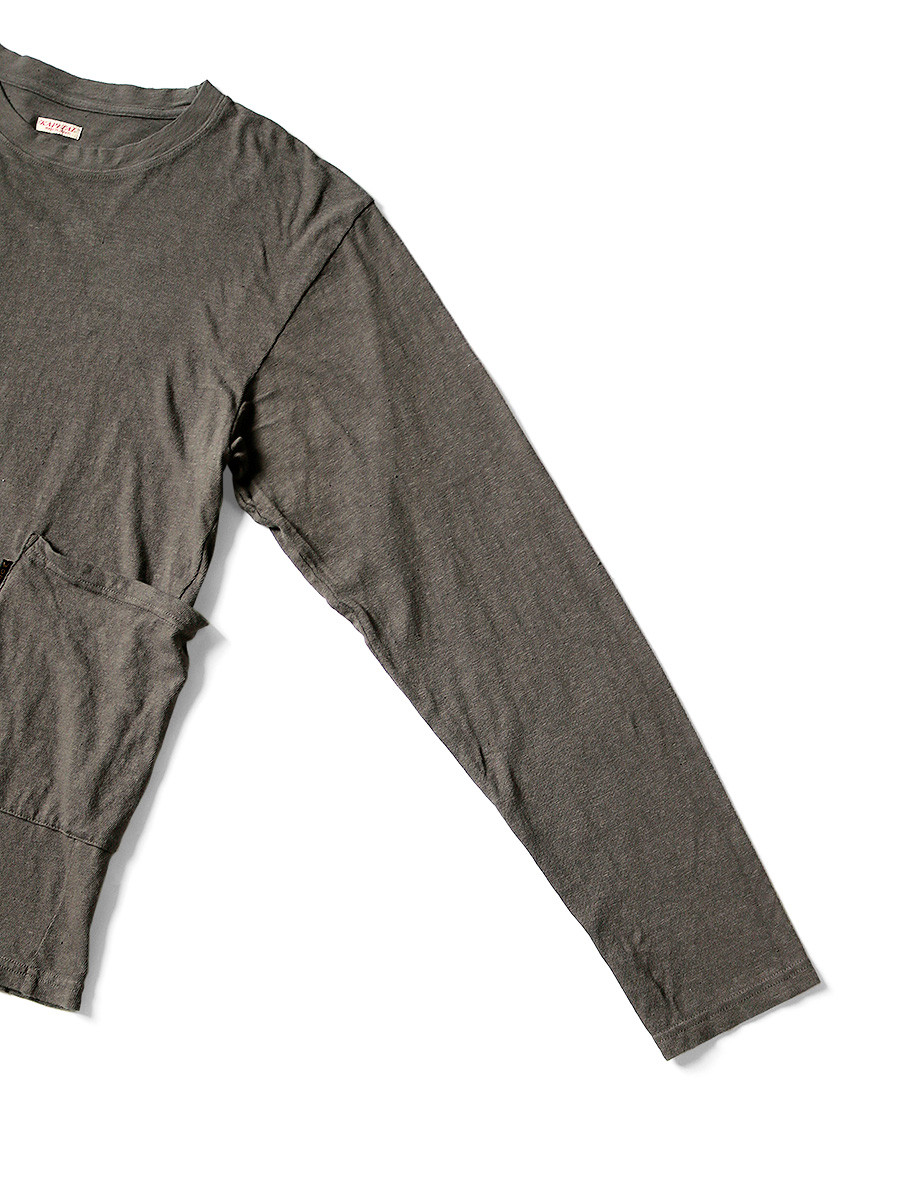 KAPITAL T-Shirt Gauze Jersey Biscuit Pocket Long Sleeve T-Shirt