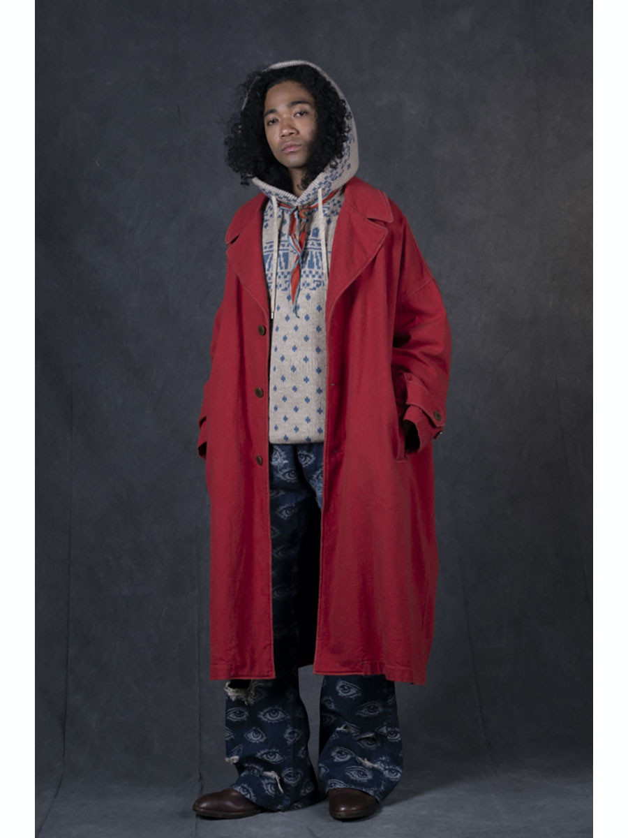KAPITAL Coat Twill Aged Wool Cavalier Coat