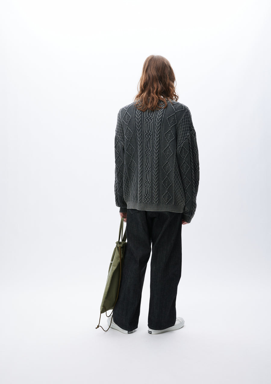NEIGHBORHOOD KNIT / CUT SEWN WASHED CREWNECK CABLE SWEATER