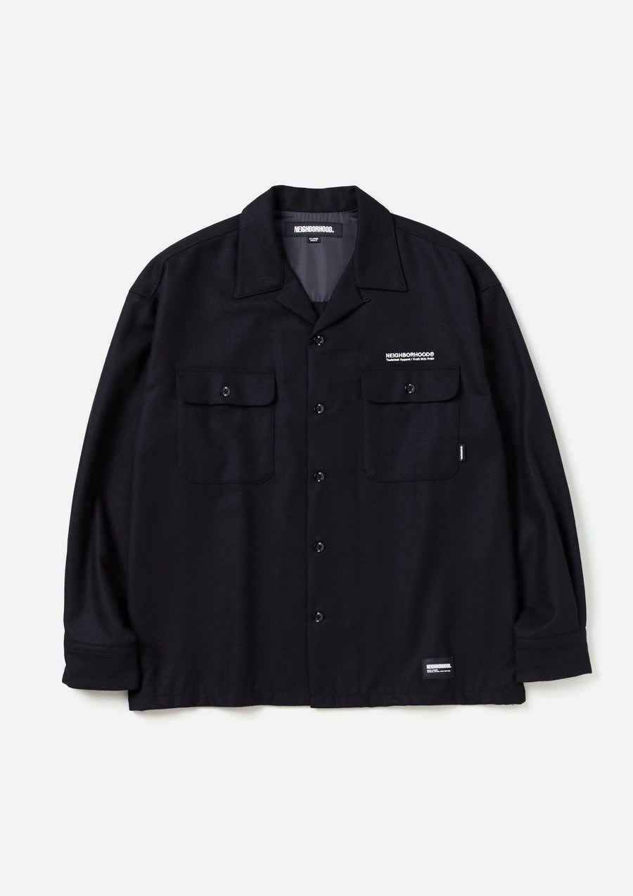 NEIGHBORHOOD SHIRTS WOOL OPEN COLLAR SHIRT LS