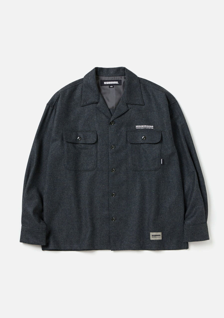 NEIBORHOOD 24aw OPEN COLLAR SHIRT Lサイズ NEIGHBORHOOD SHIRTS WOOL OPEN COLLAR SHIRT LS