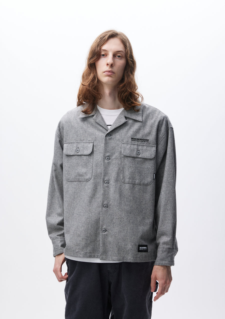 NEIGHBORHOOD SHIRTS WOOL OPEN COLLAR SHIRT LS