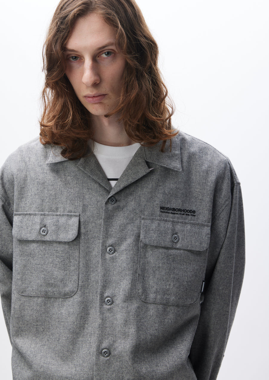NEIGHBORHOOD SHIRTS WOOL OPEN COLLAR SHIRT LS