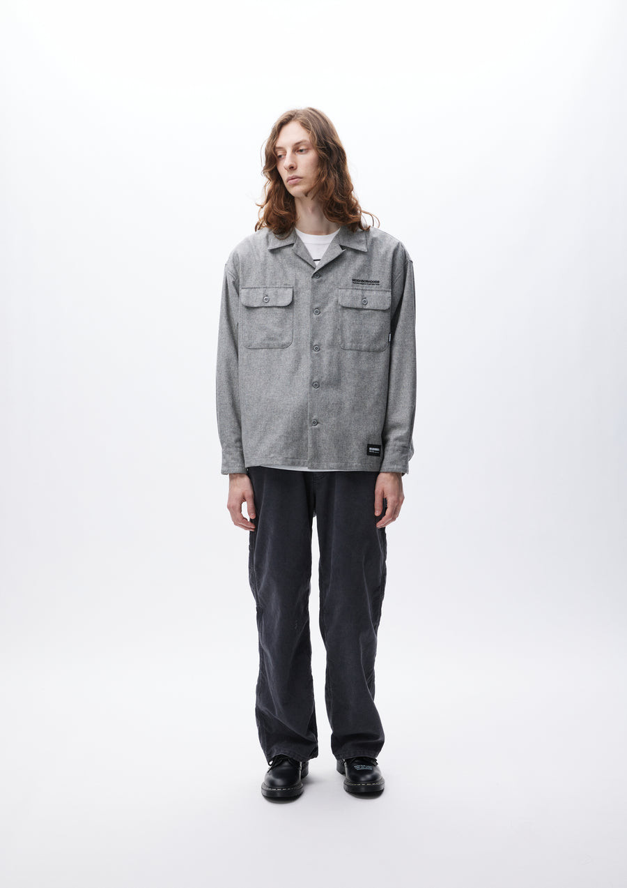 NEIGHBORHOOD SHIRTS WOOL OPEN COLLAR SHIRT LS