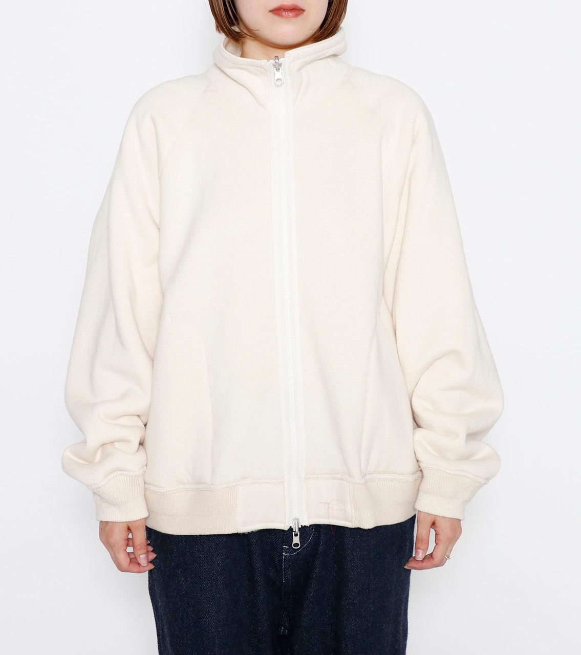 DANSKIN ホワイト フルジップジャケット White Cinched Zip-Up Jacket – Gold Hinge